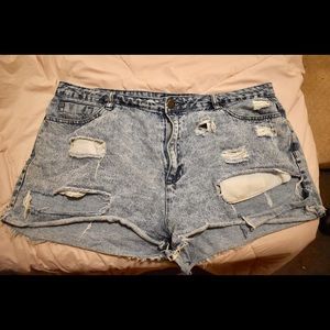 High- Waisted Denim Shorts